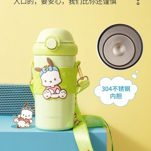Sanrio三麗鷗公仔雙飲保溫杯(500ml)-綠色帕恰狗 Pochacco